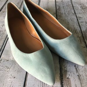 JCrew Mint Suede Flats Size 9.5